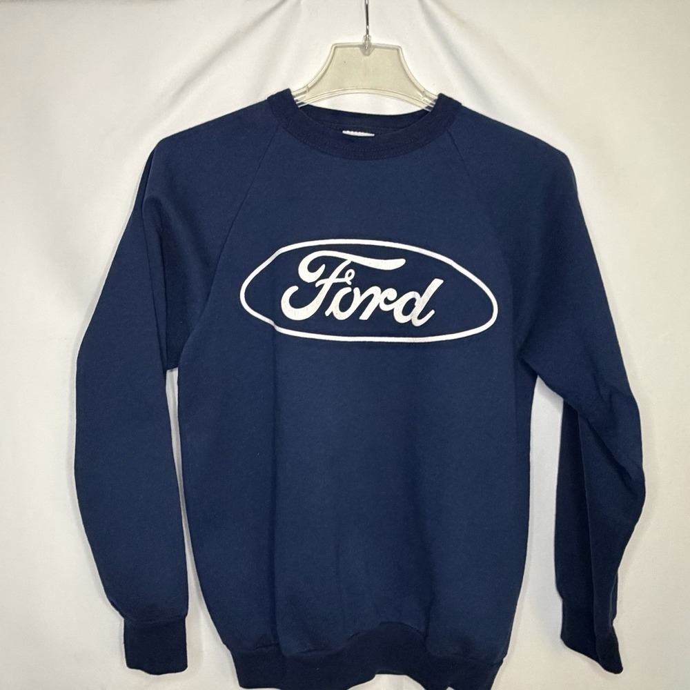 Vintage Ford Sweatshirt Mens M USA Made Blue Oval Logo Alore Crewneck